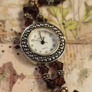 Vintage Watches Swiss Gold Quartz Beaded Bracelet Japan Movt Jewelry Style